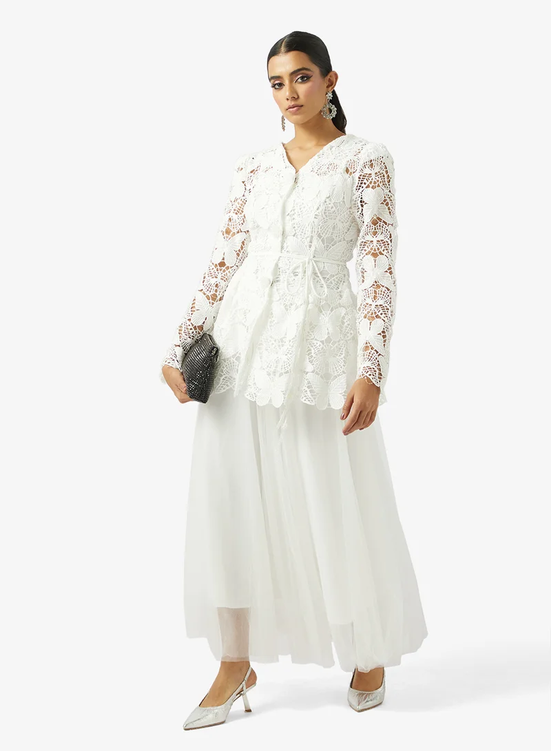 Khizana  Lace Peplum Top & Skirt Set for Women | Best Price UAE
